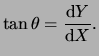 $\displaystyle \tan \theta = \frac{ \mathrm{d} Y }{ \mathrm{d} X }.$
