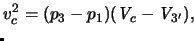 $\displaystyle \lefteqn{ \ensuremath{v}_c^2 = (p_3-p_1)(\ensuremath{\mathit{V}}_c-\ensuremath{\mathit{V}}_{3'}), }$