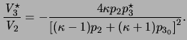 $\displaystyle { \frac{ \ensuremath{\mathit{V}}_3^\star}{\ensuremath{\mathit{V}}...
...4\kappa p_2 p_3^\star}{ \left[ (\kappa-1)p_2 + (\kappa+1)p_{3_0} \right]^2 } }.$