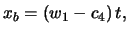 $\displaystyle x_b = \left( w_1 - c_4 \right) t,$